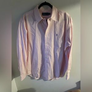 Ralph Lauren Men's Classic Pink Striped Cotton Button Down Shirt XL